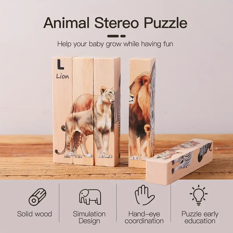 Wooden Animal Puzzle - 4 Sided (Code: 1100)