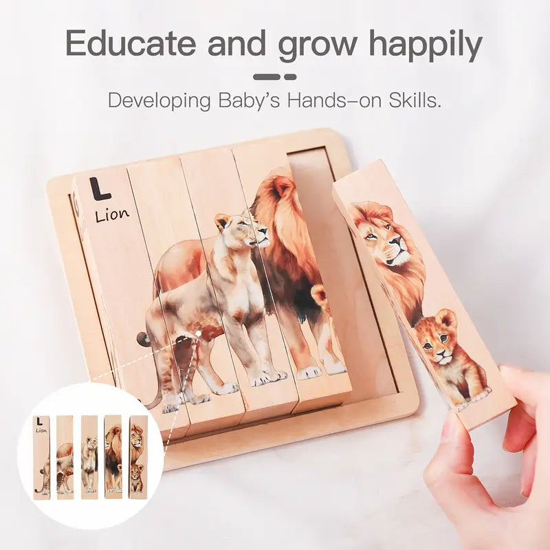 Wooden Animal Puzzle - 4 Sided (Code: 1100)