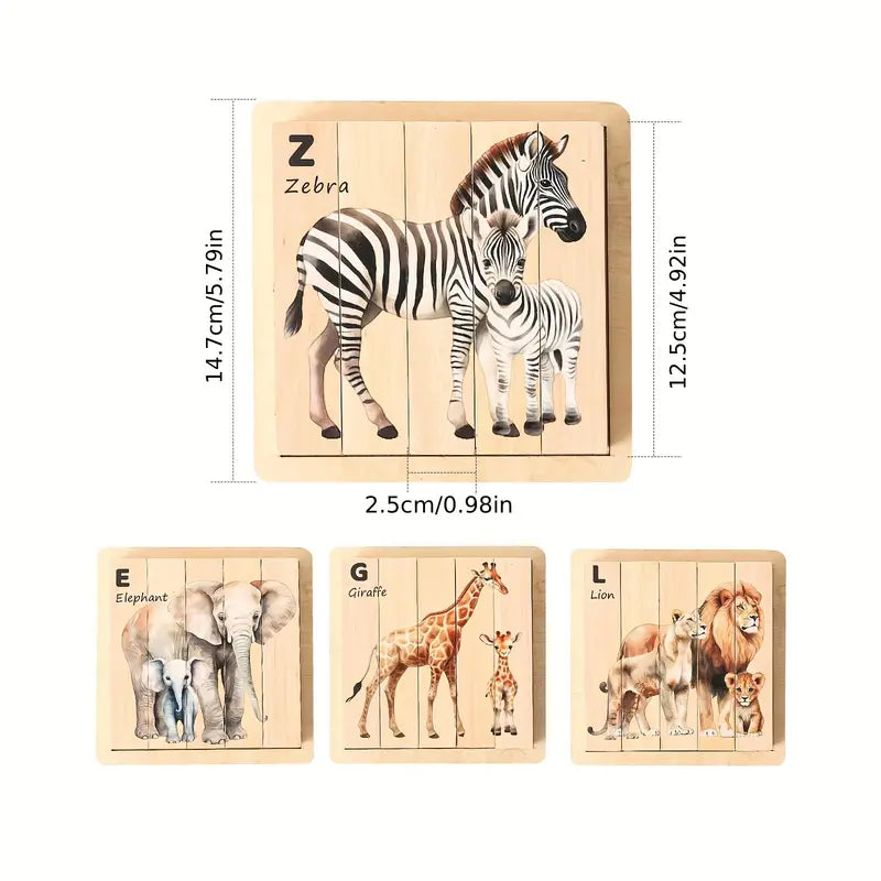 Wooden Animal Puzzle - 4 Sided (Code: 1100)
