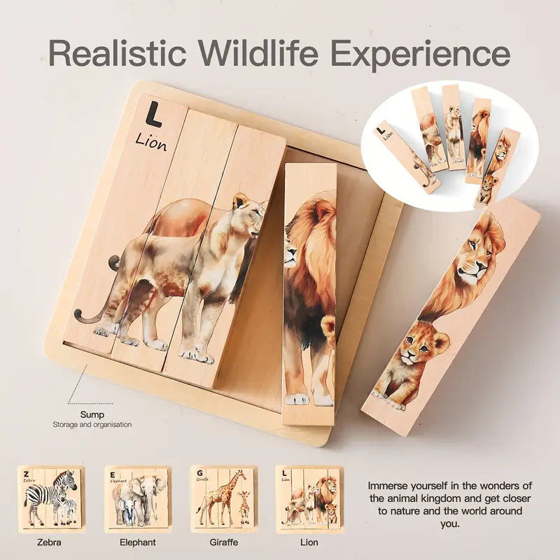 Wooden Animal Puzzle - 4 Sided (Code: 1100)