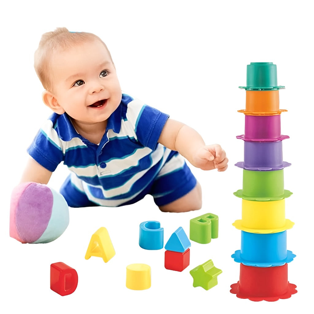 Shape Sorting Bucket & Stacking Cups - 2 IN 1  (Code: 1250)