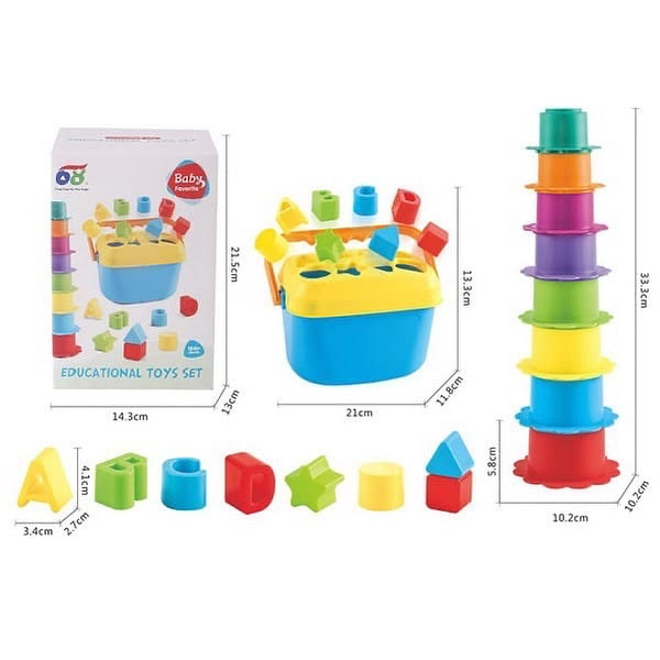 Shape Sorting Bucket & Stacking Cups - 2 IN 1  (Code: 1250)