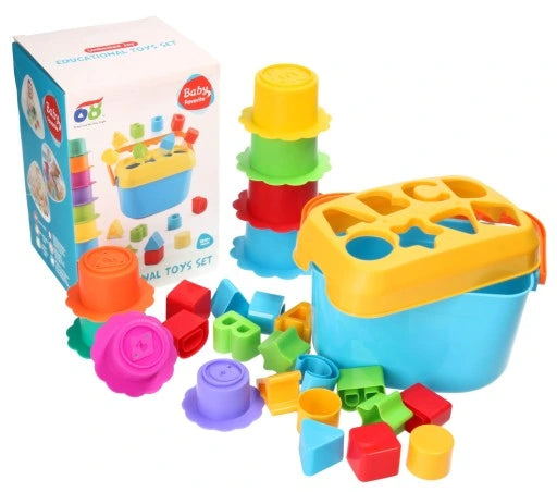Shape Sorting Bucket & Stacking Cups - 2 IN 1  (Code: 1250)